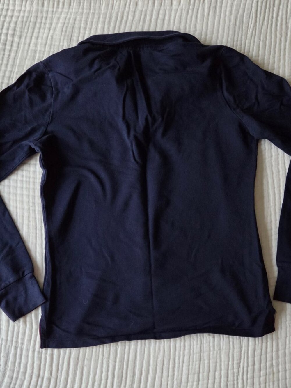 Ralph Lauren Navy Long Sleeve Polo Size L Cotton w/ gold crest - Picture 4 of 6
